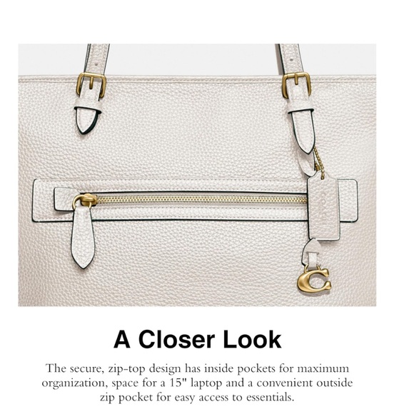 Coach Polished Pebble Leather Taylor Tote with C Dangle Charm - Picture 12 of 13